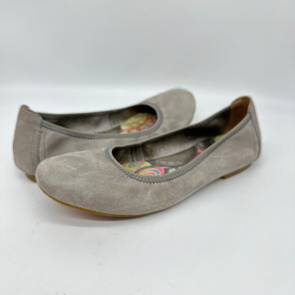 Born Shoes - Born Julianne Distressed Gray Leather Slip-On Ballerina Flat Size 10
